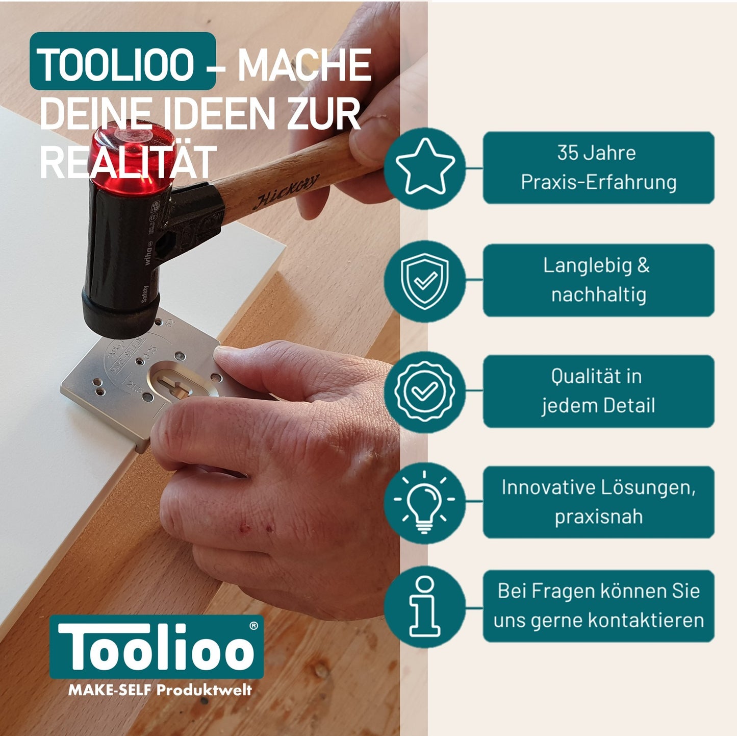 Ankörnlehre / Bohrlehre für aufschlagende Topfbänder – robuste Körnerlehre aus Aluminium