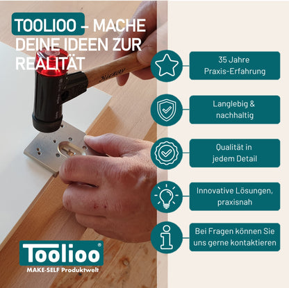 Ankörnlehre / Bohrlehre für aufschlagende Topfbänder – robuste Körnerlehre aus Aluminium