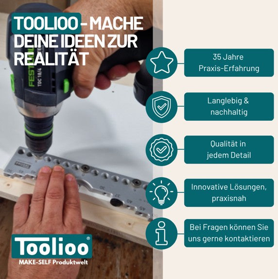 Bohrlehre 32mm Abstandsmaß | Präzisions-Bohrschablone für Lochreihen & Bohrgruppen | 5mm Bohrdurchmesser (0-224mm)