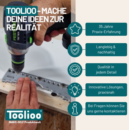 Bohrlehre 32mm Abstandsmaß | Präzisions-Bohrschablone für Lochreihen & Bohrgruppen | 5mm Bohrdurchmesser (0-224mm)