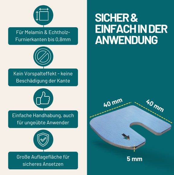 Kantenschneider für Bügelkanten | Bündigschneider für Melamin- und Echtholzkanten bis 0,8 mm | Präzises Schneiden ohne Verletzung der Werkstücke