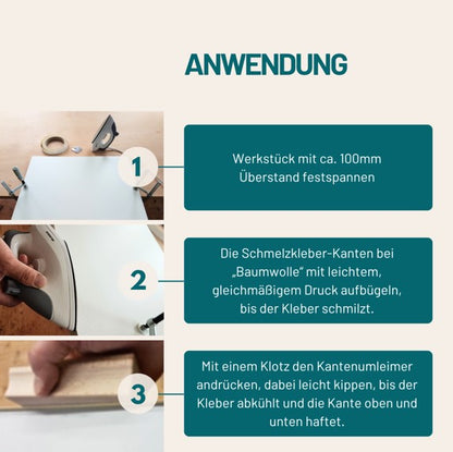Kantenschneider für Bügelkanten | Bündigschneider für Melamin- und Echtholzkanten bis 0,8 mm | Präzises Schneiden ohne Verletzung der Werkstücke