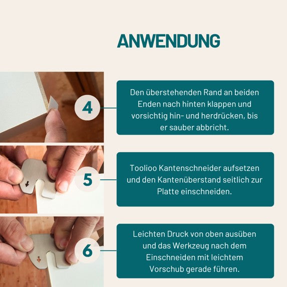 Kantenschneider für Bügelkanten | Bündigschneider für Melamin- und Echtholzkanten bis 0,8 mm | Präzises Schneiden ohne Verletzung der Werkstücke