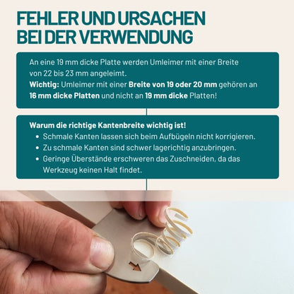 Kantenschneider für Bügelkanten | Bündigschneider für Melamin- und Echtholzkanten bis 0,8 mm | Präzises Schneiden ohne Verletzung der Werkstücke