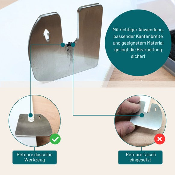 Kantenschneider für Bügelkanten | Bündigschneider für Melamin- und Echtholzkanten bis 0,8 mm | Präzises Schneiden ohne Verletzung der Werkstücke
