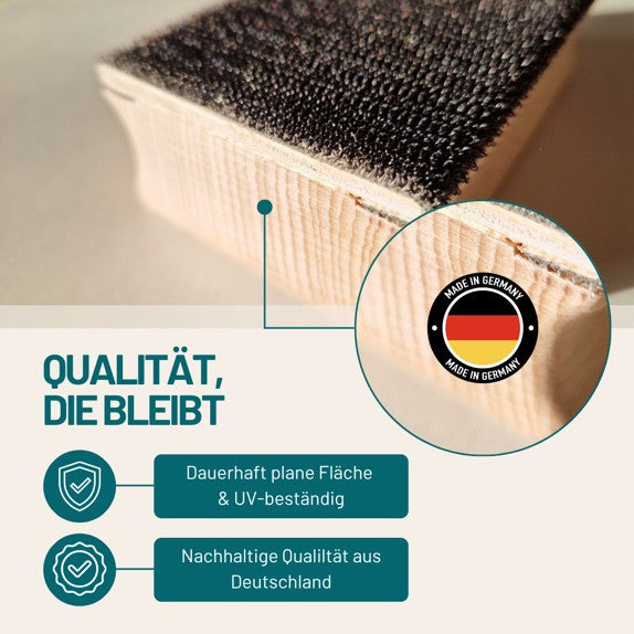 Handschleifklotz mit Klett-Verschluss 115x64x36 mm | Schleifblock aus Buchenholz | Für Klett-Schleifpapier | Ergonomisch & langlebig