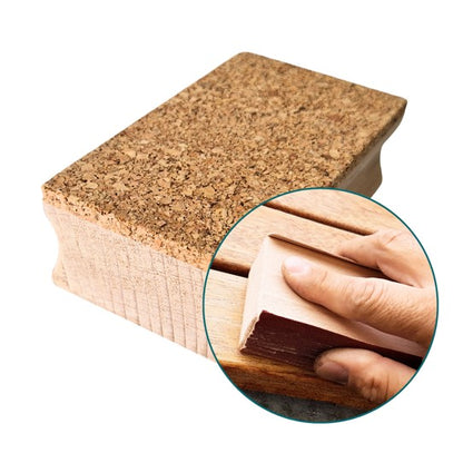 Schleifklotz 115x64x36 mm | Hand-Schleifblock aus Buchenholz mit Korkauflage | Für handelsübliches Schleifpapier (Bogen oder Rollenware) | Ergonomischer Holz-Schleifklotz