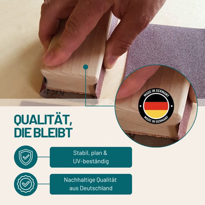 Schleifklotz 115x64x36 mm | Hand-Schleifblock aus Buchenholz mit Korkauflage | Für handelsübliches Schleifpapier (Bogen oder Rollenware) | Ergonomischer Holz-Schleifklotz