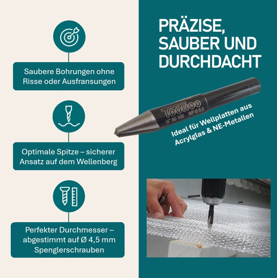 HSS Schälbohrer für Wellplatten WP Ø 9,5 mm